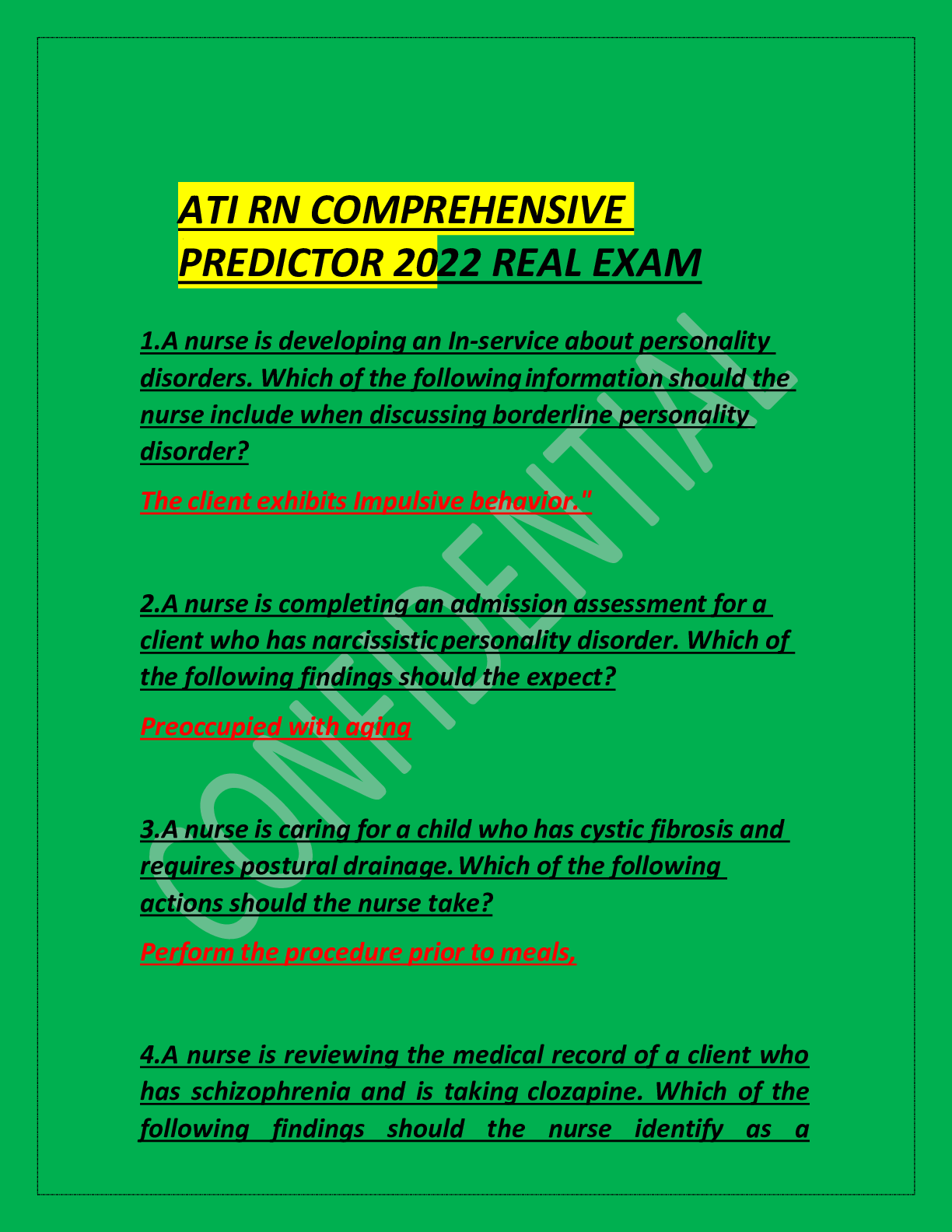 Preview image for ATI RN COMPREHENSIVE PREDICTOR 2022 REAL EXAM